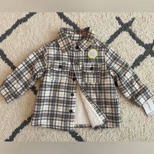 Baby boy’s Plaid Button-Up Sherpa shirt jacket NWT
